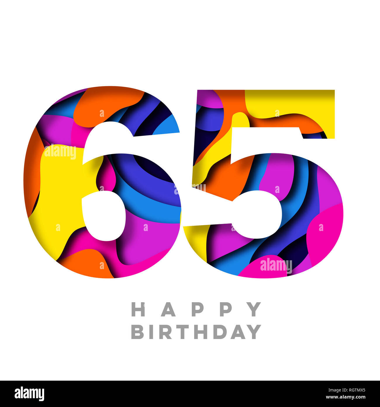 Happy birthday number 65 greeting hi-res stock photography and images