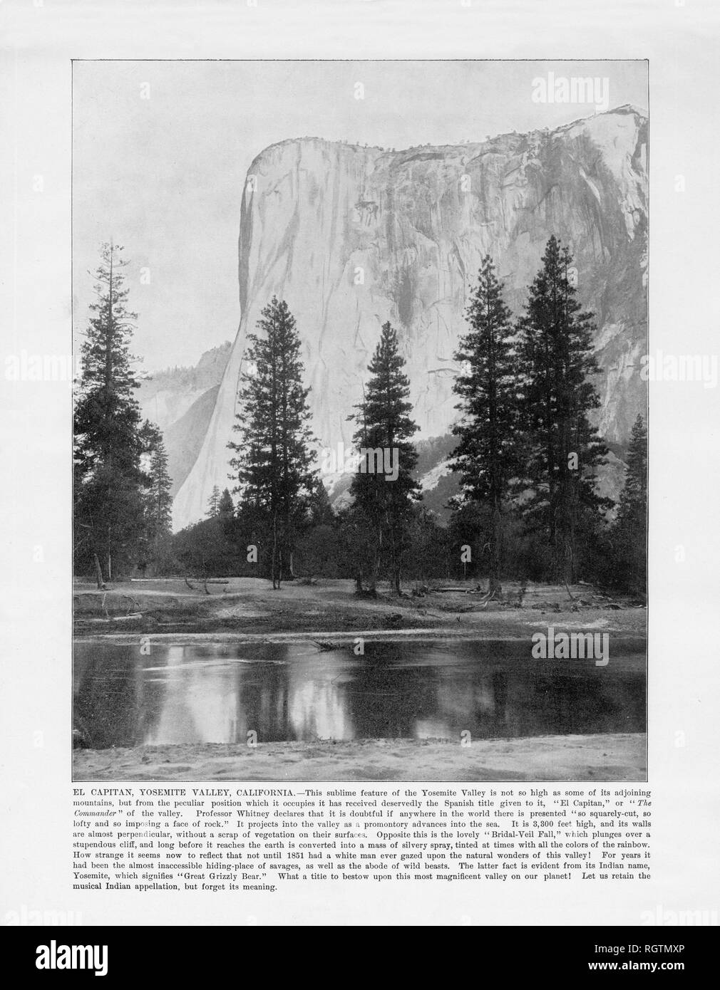 El Capitan, Yosemite Valley, California, United States, Antique American Photograph, 1893 Stock Photo