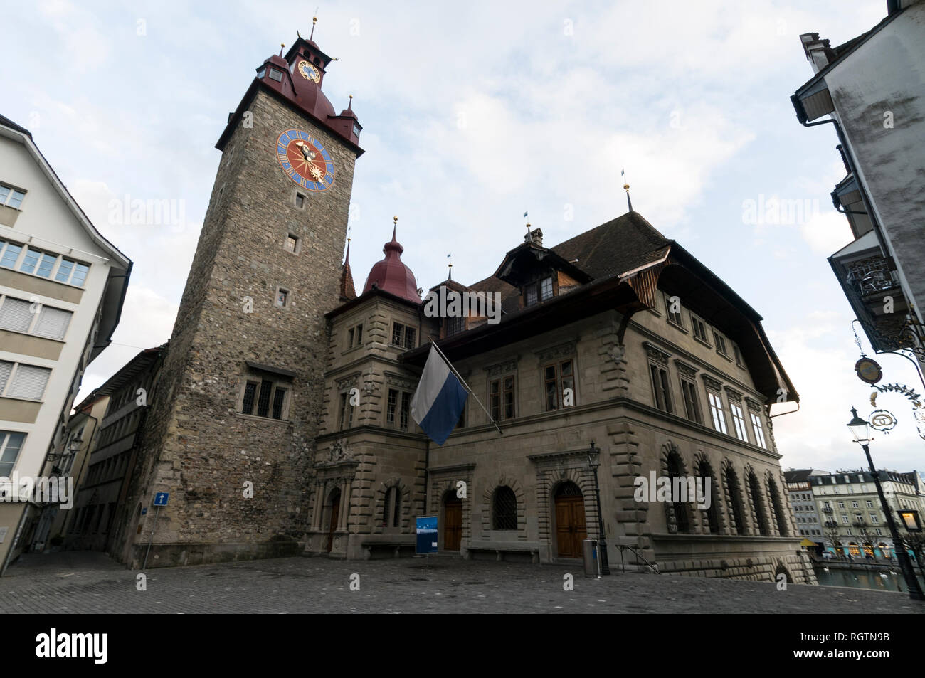 The Rathaus (City Hall) in Korn Markt  in Luzern Stock Photo