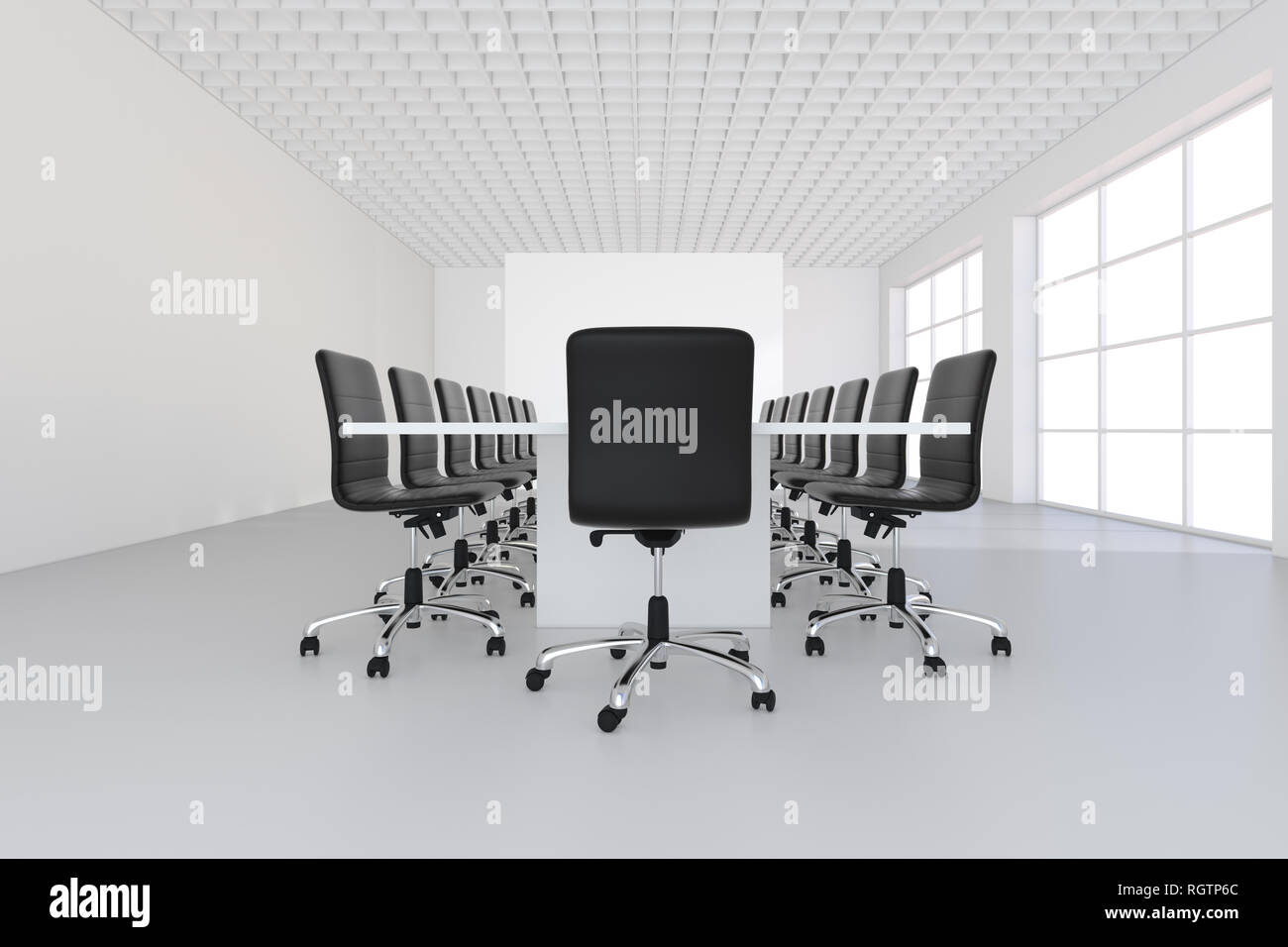 Close of up table with equipment in conference room. 3D Rendering Stock ...