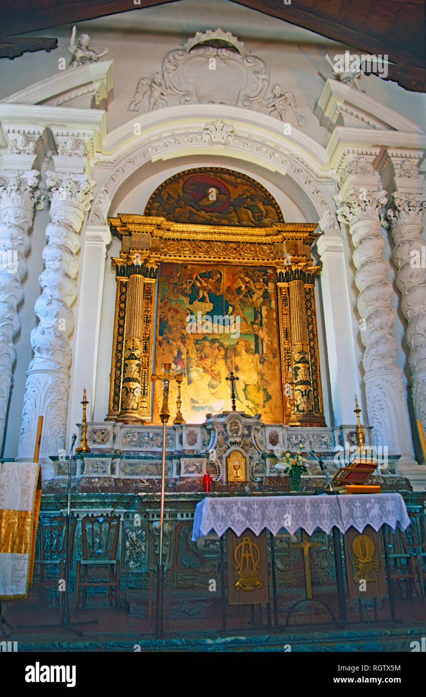 Sicily Europe Taormina Messing Province Largo S Caterina Church Alter Stock Photo