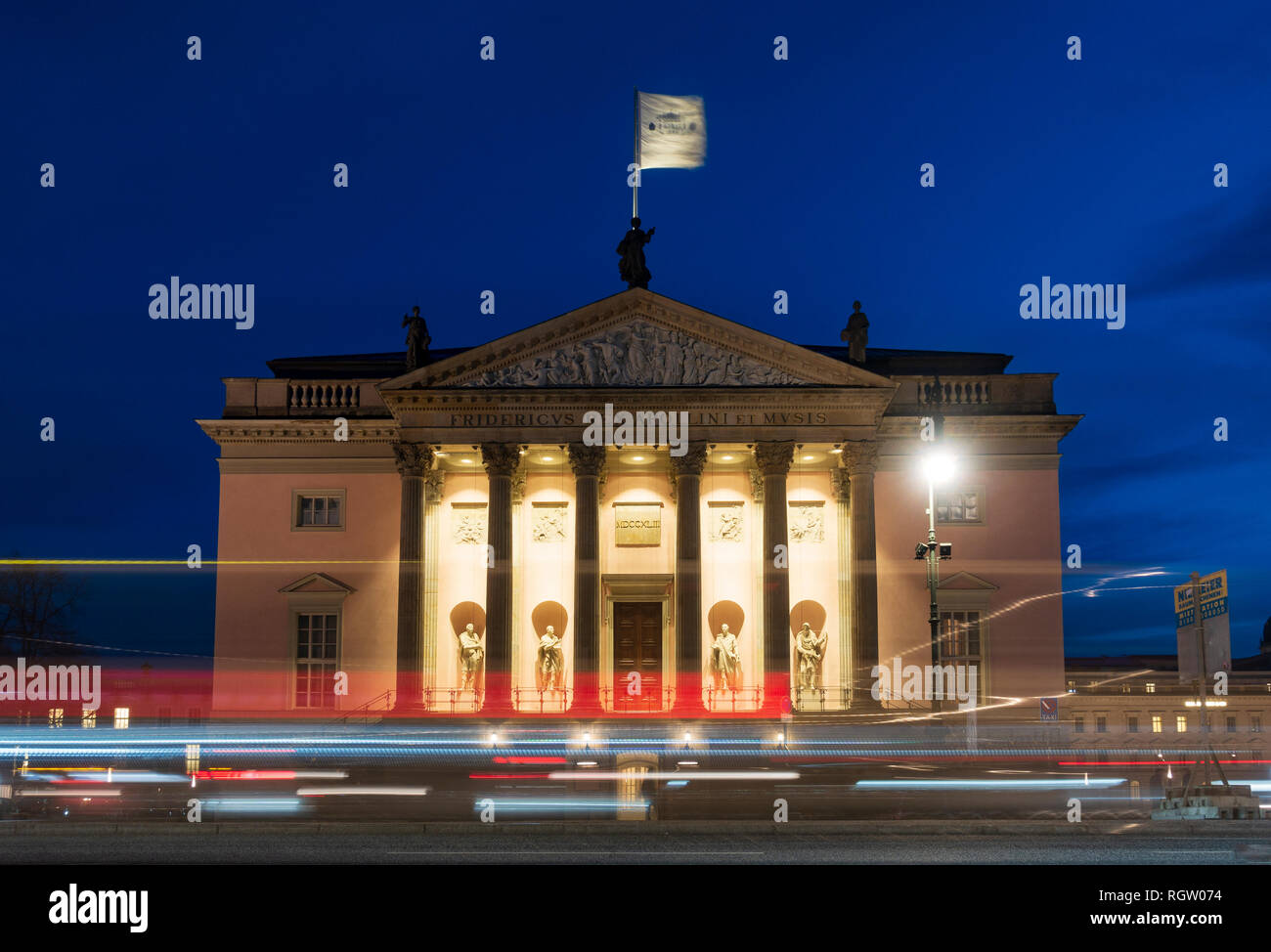Evening view of Berlin Staatsoper (opera house) Berlin State Opera, on Unter Den Linden  in Mitte, Berlin, Germany Stock Photo