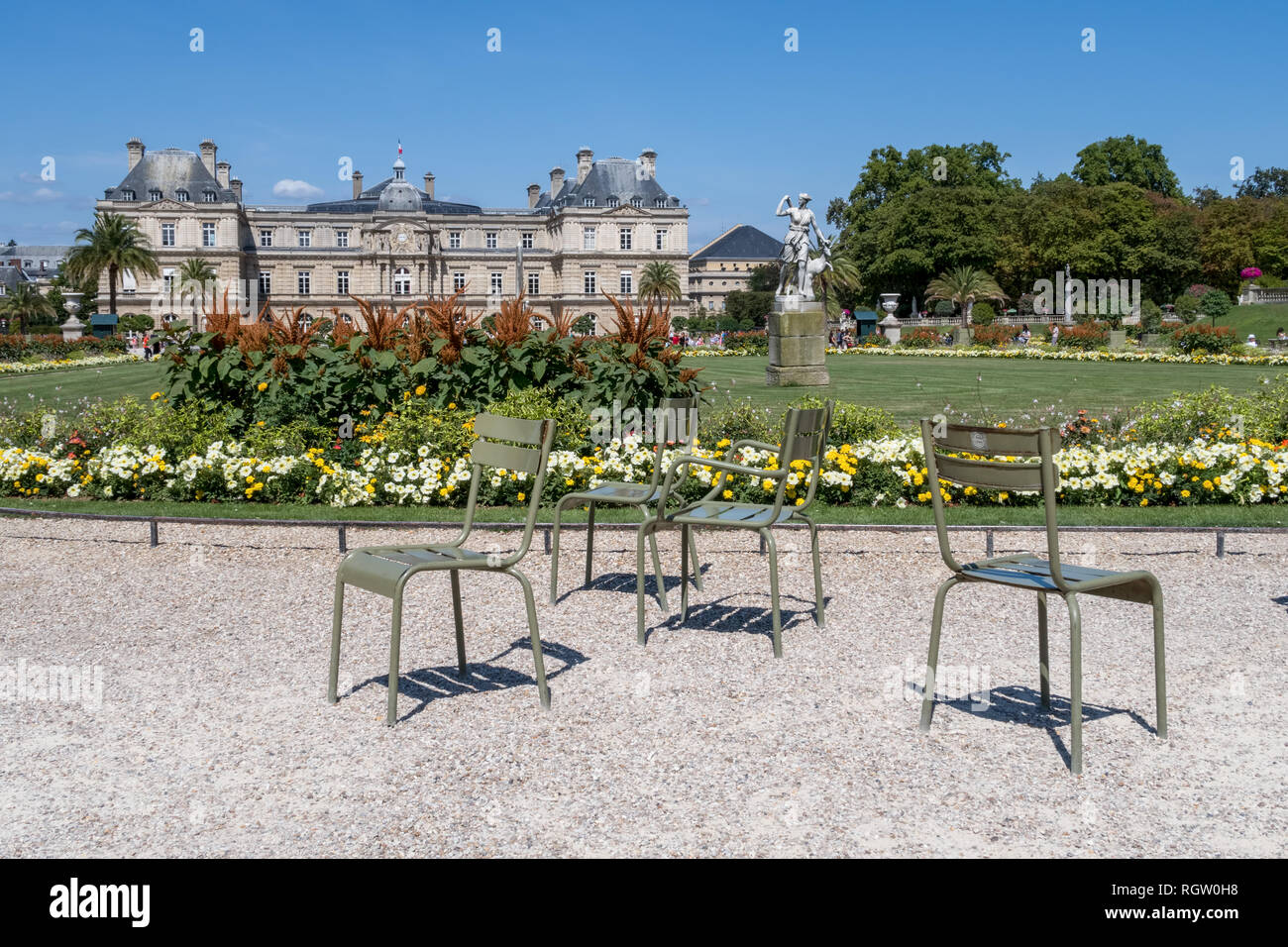 Chairs in Luxembourg Gardens - Paris Stock Photo