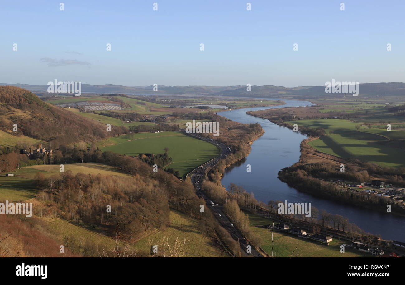 Elevated view of River Tay Scotland  January 2019 Stock Photo
