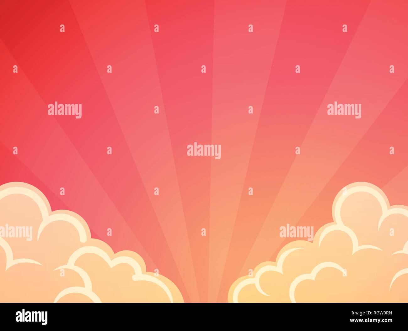 Graceful beautiful red sunset, Vector background illustration, Wallpaper with juicy color of sunburst at dawn Stock Vector