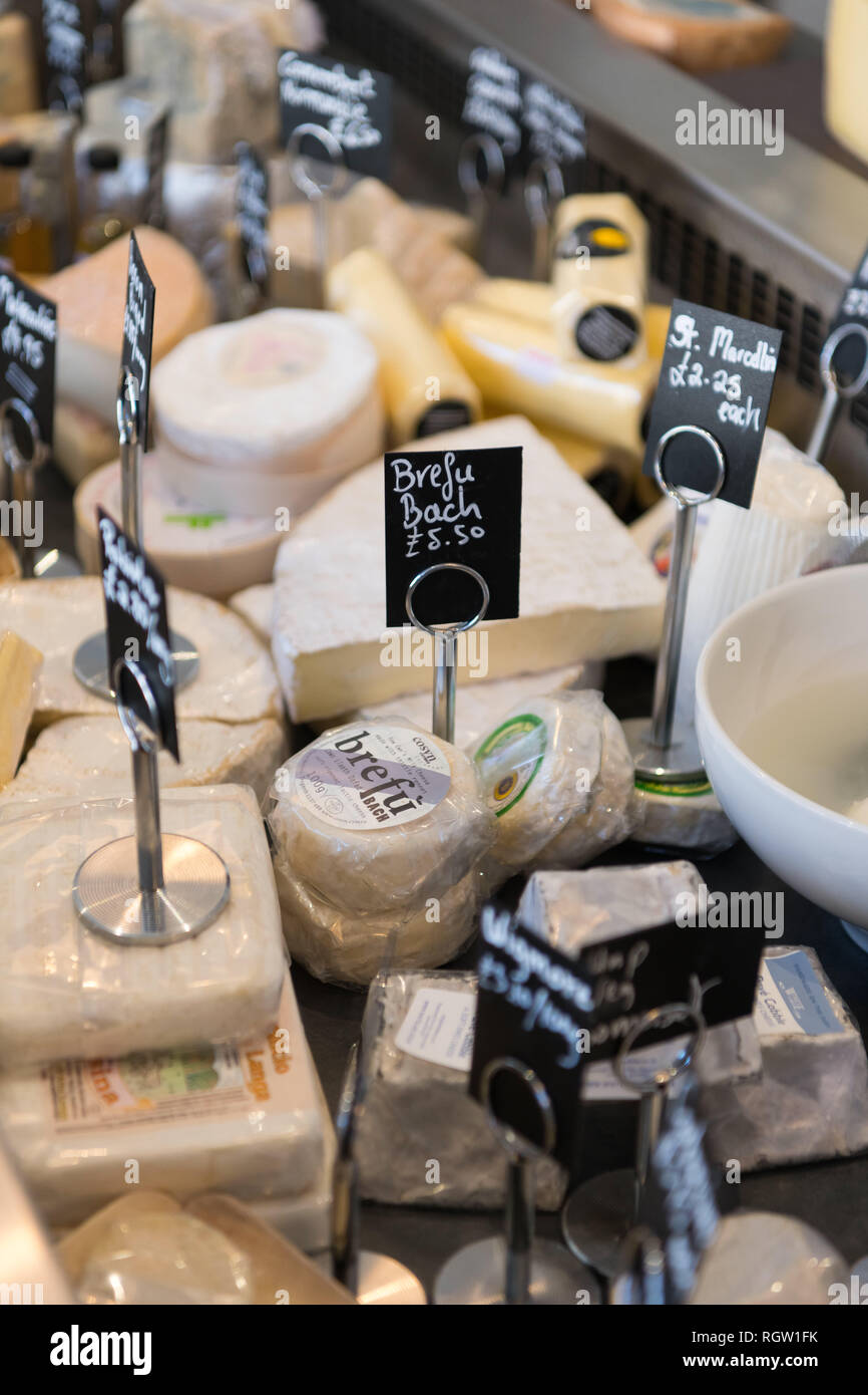 Cheese on sale in a deli in the UK Stock Photo Alamy