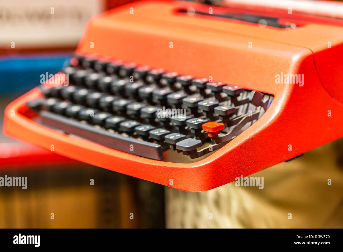 The dust and the signs of the time cover the keys of an old typewriter