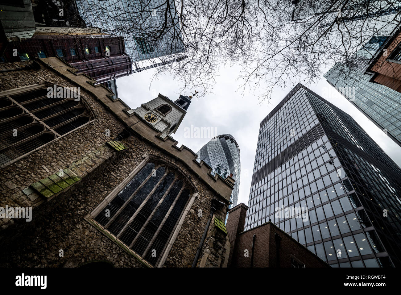 Low angle view of city of London skyscrapers Stock Photo