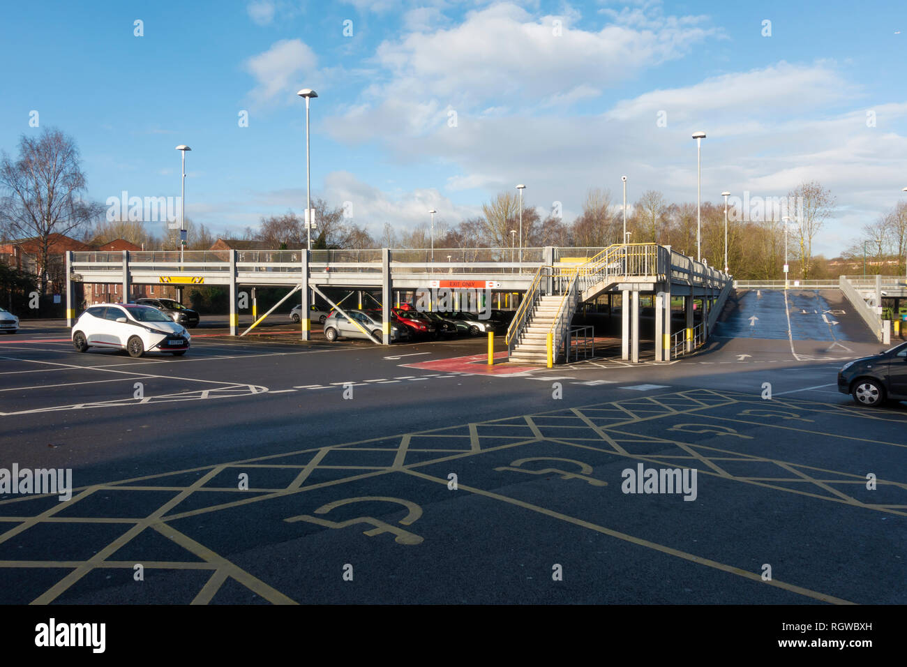 Car Park at Radcliffe Metrolink Station Stock Photo