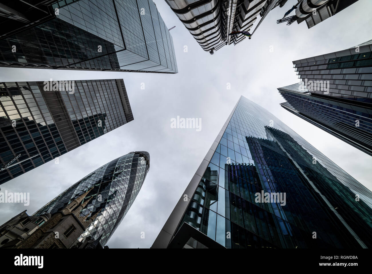 Low angle view of city of London skyscrapers Stock Photo - Alamy