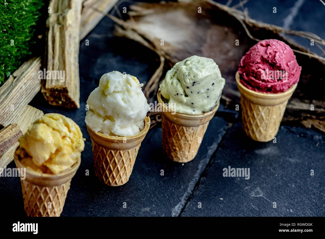 Fruit sorbet with coconut milk Stock Photo Alamy