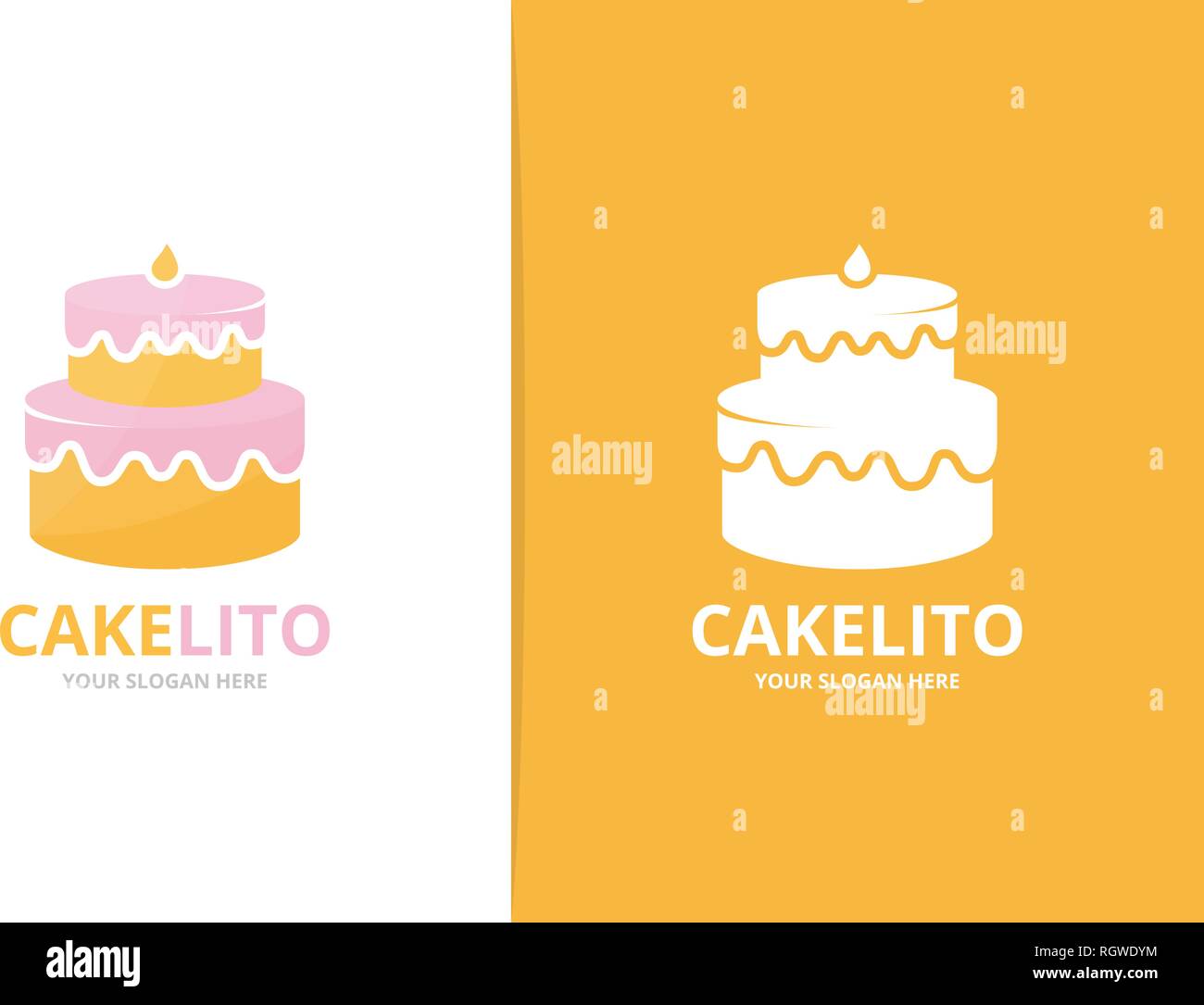 Vector cake logo combination. Pie symbol or icon. Unique cupcake logotype design template. Stock Vector