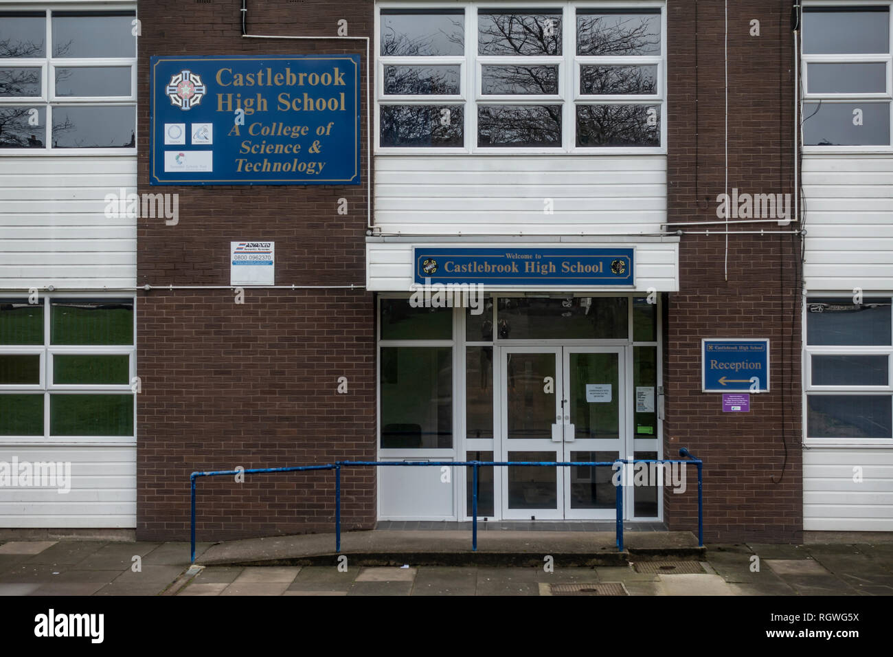 The soon to be demolished Castlebrook High School building in Unsworth Bury. Stock Photo