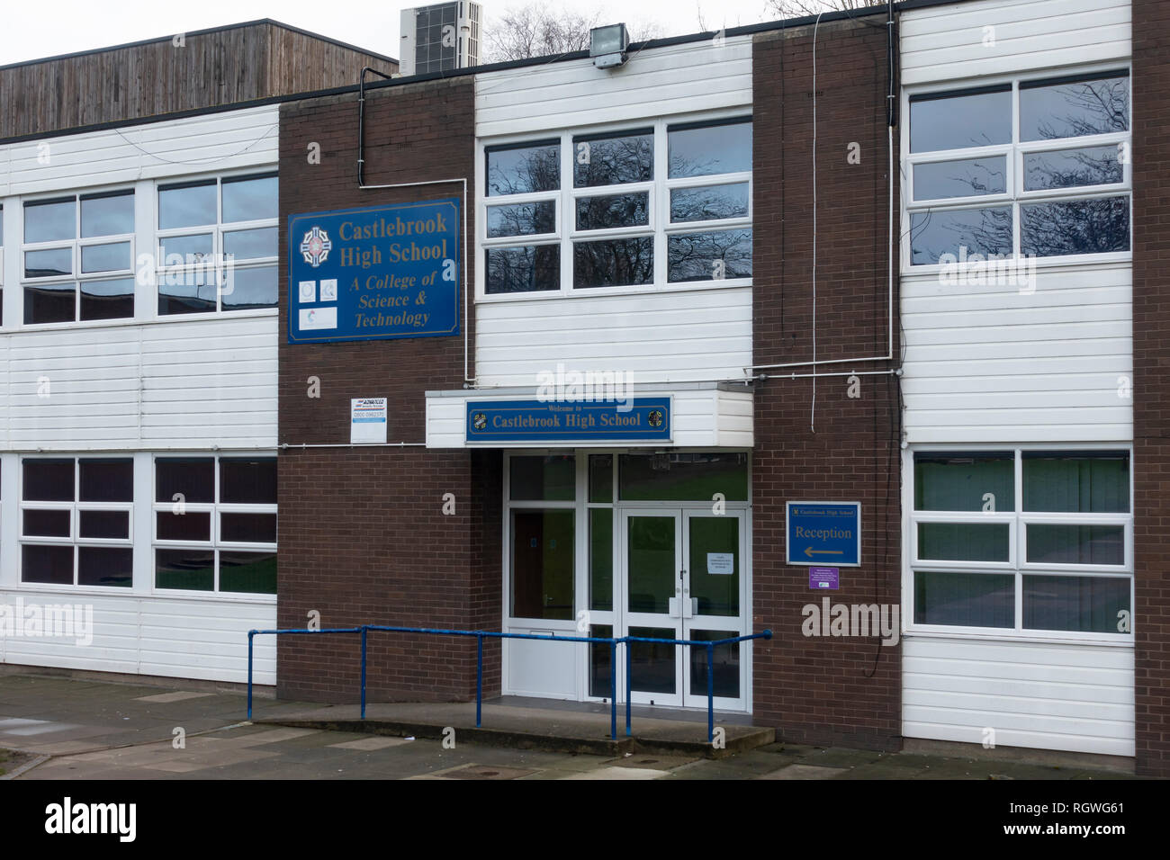 The soon to be demolished Castlebrook High School building in Unsworth Bury. Stock Photo