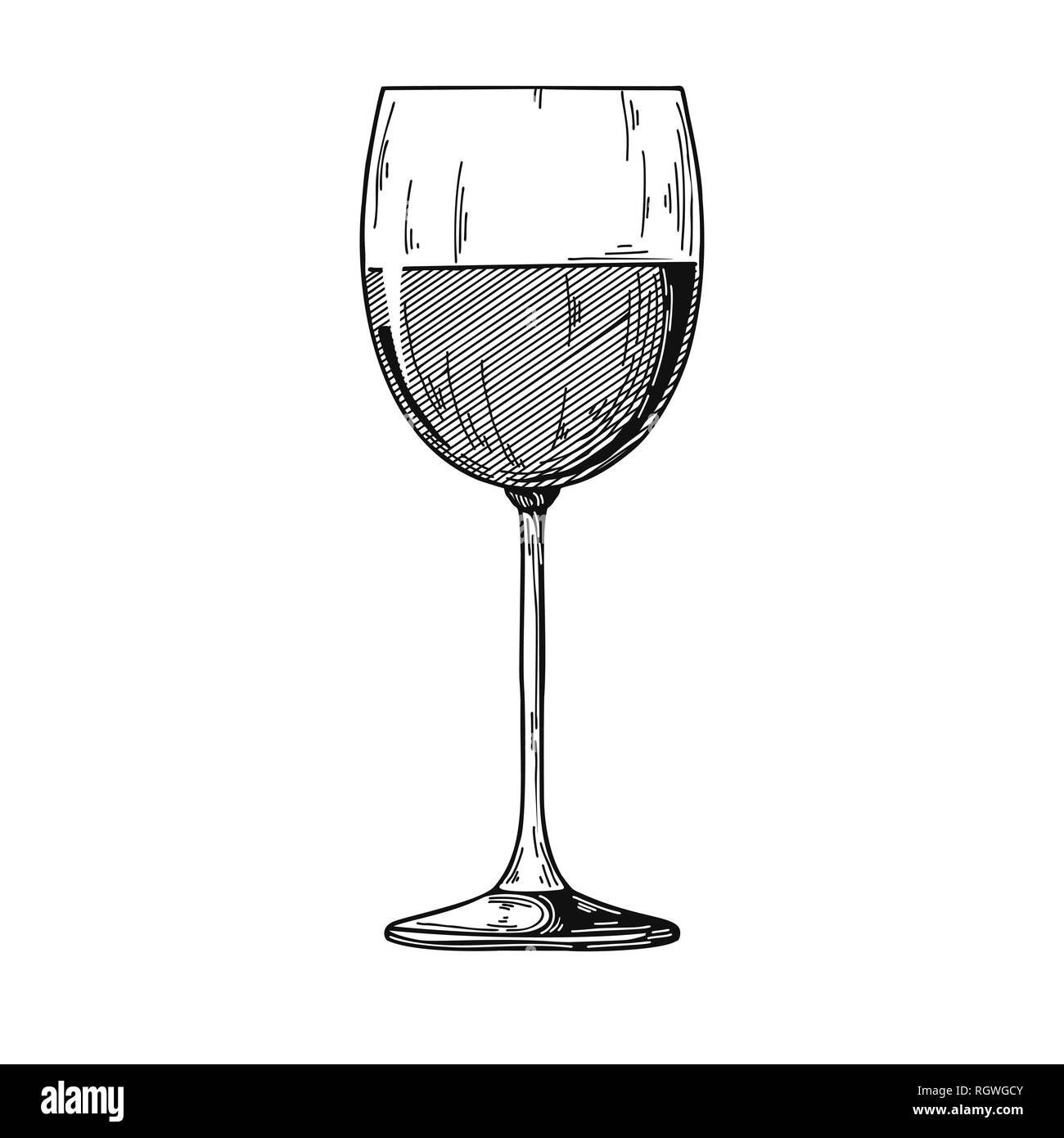 Standard red wine glass. Vector illustration on white background Stock