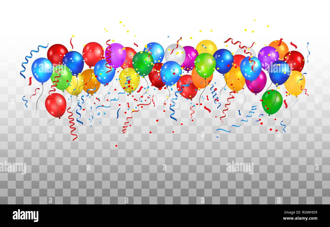 Color holiday multicolored balloons. Holiday ballons set on transparent  background Stock Vector Image & Art - Alamy