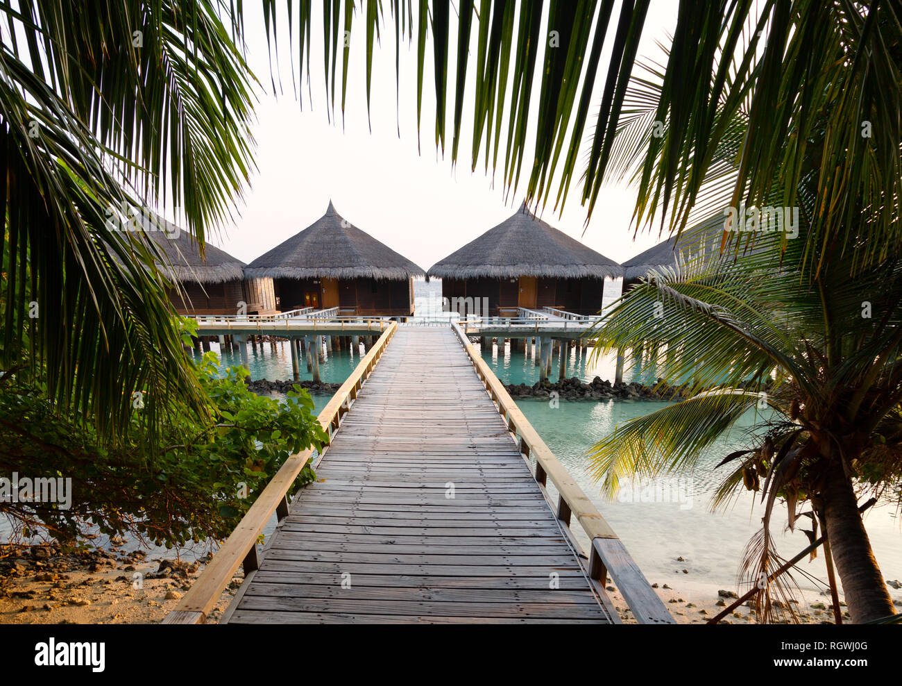Holiday Villas on Rasdhoo Atoll, the Maldives Asia Stock Photo