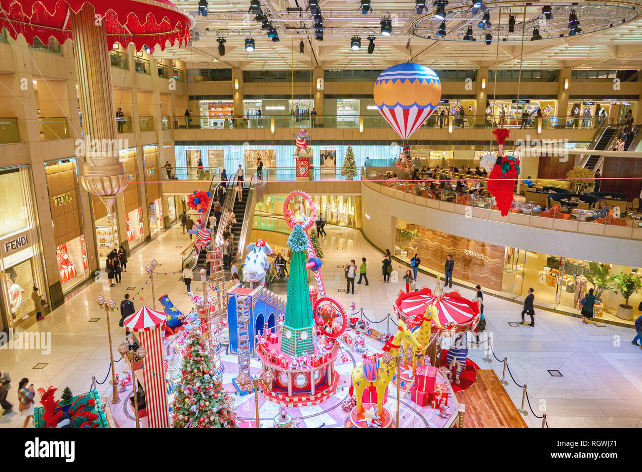 HONG KONG - CIRCA NOVEMBER, 2016: Christmas decorations at the atrium ...