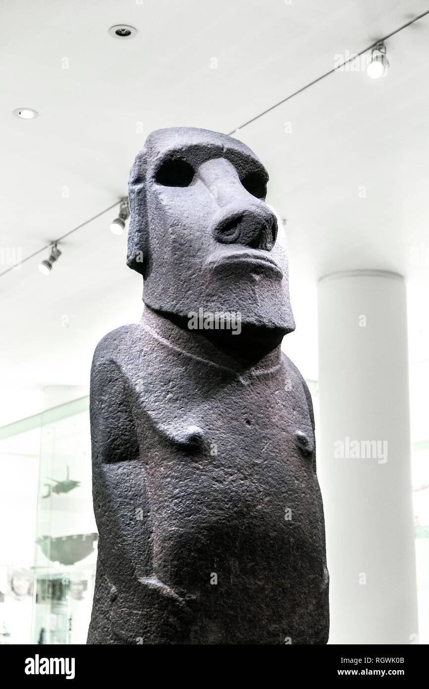 Hoa Hakananai'a Easter Island statue at the British Museum, London, UK