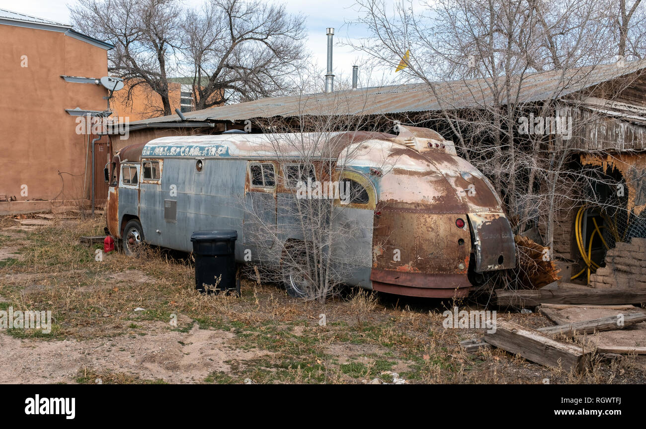 derelict coach bus Stock Photo