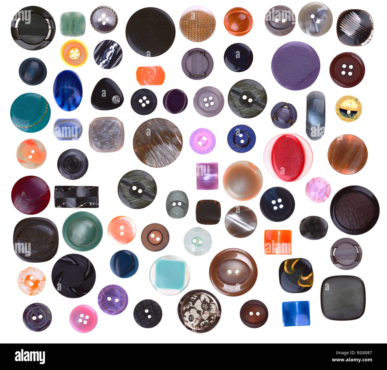 Collection of various sewing button isolated on white background Stock Photo