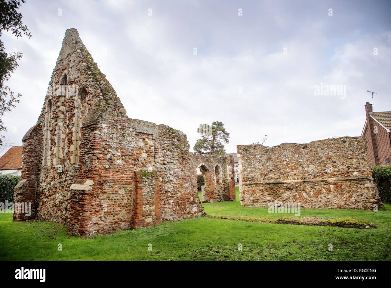 the ruinous of the chapel of st giles in maldon, old Leper Hospital Stock Photo