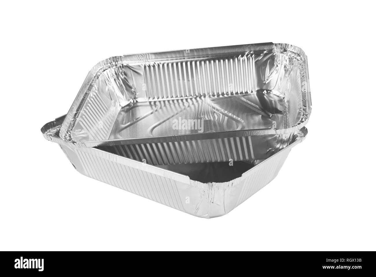 Foil trays for food on a white background Stock Photo