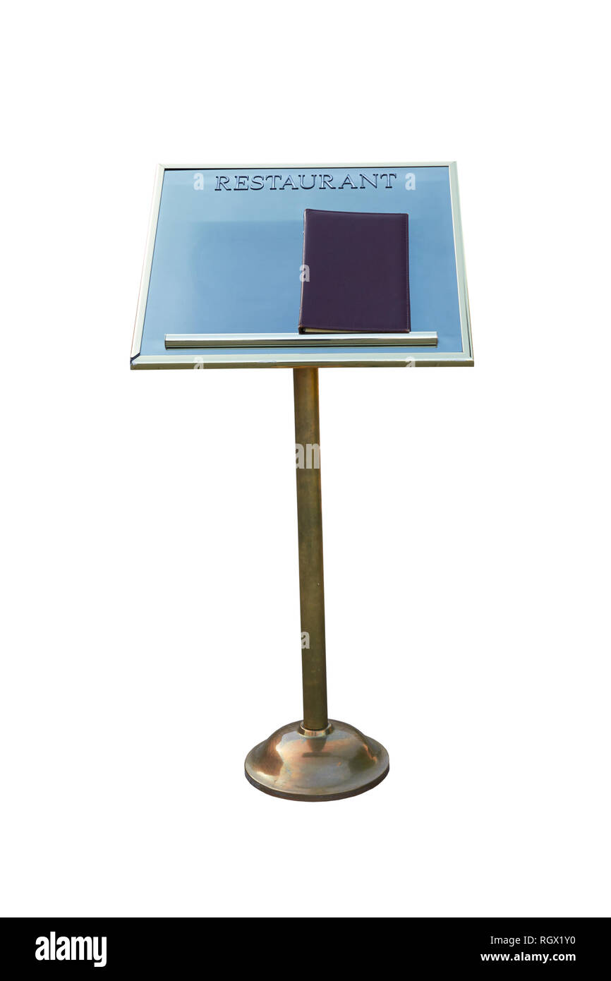 Floor standing poster holder isolated on white background Stock Photo