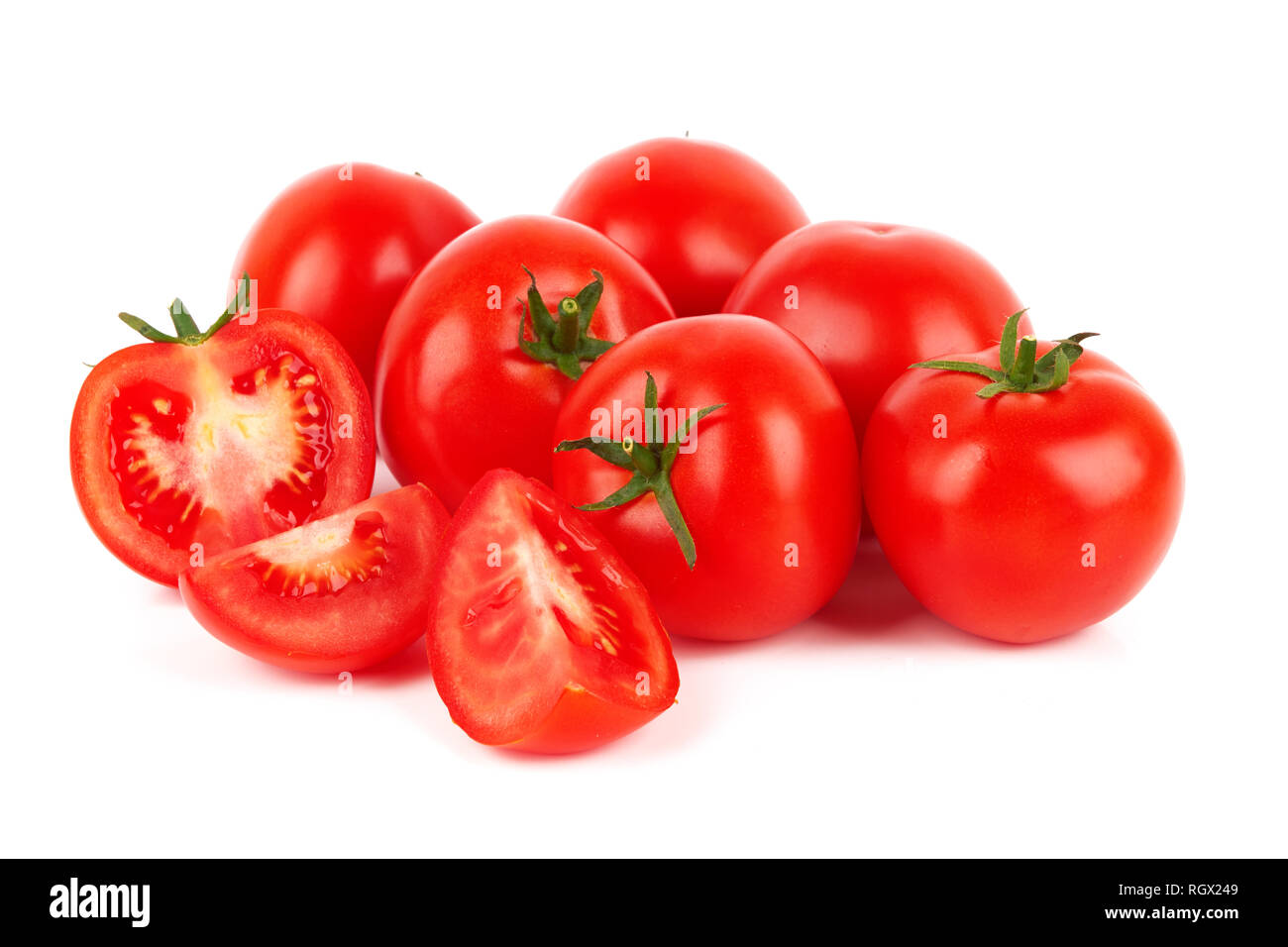 Pile of fresh tomatoes isolated on white background Stock Photo - Alamy