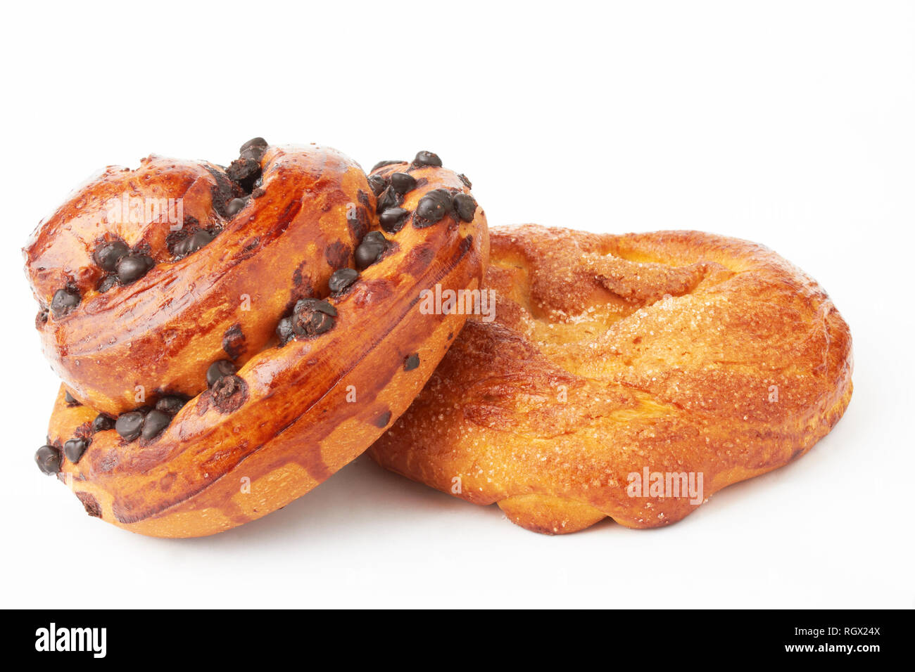 cinnamon rolls on a white background Stock Photo
