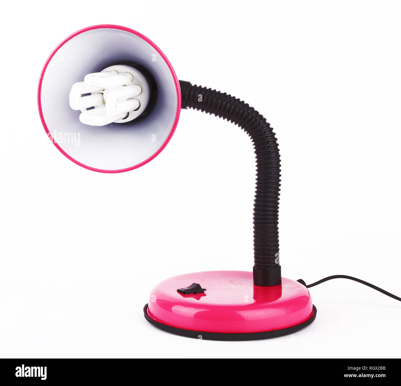 Red desk lamp on a white background Stock Photo