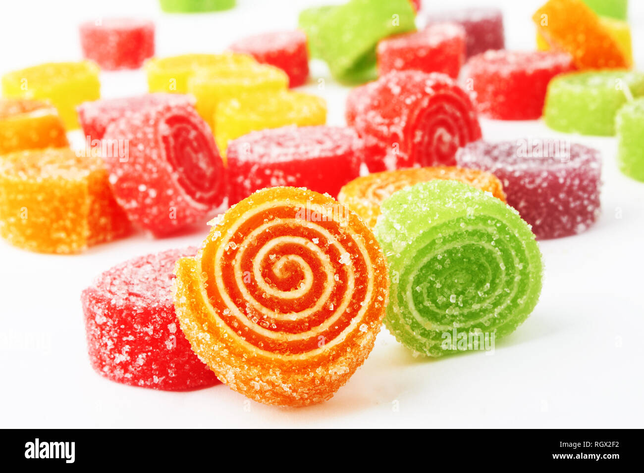 Colorful candy on white background Stock Photo - Alamy
