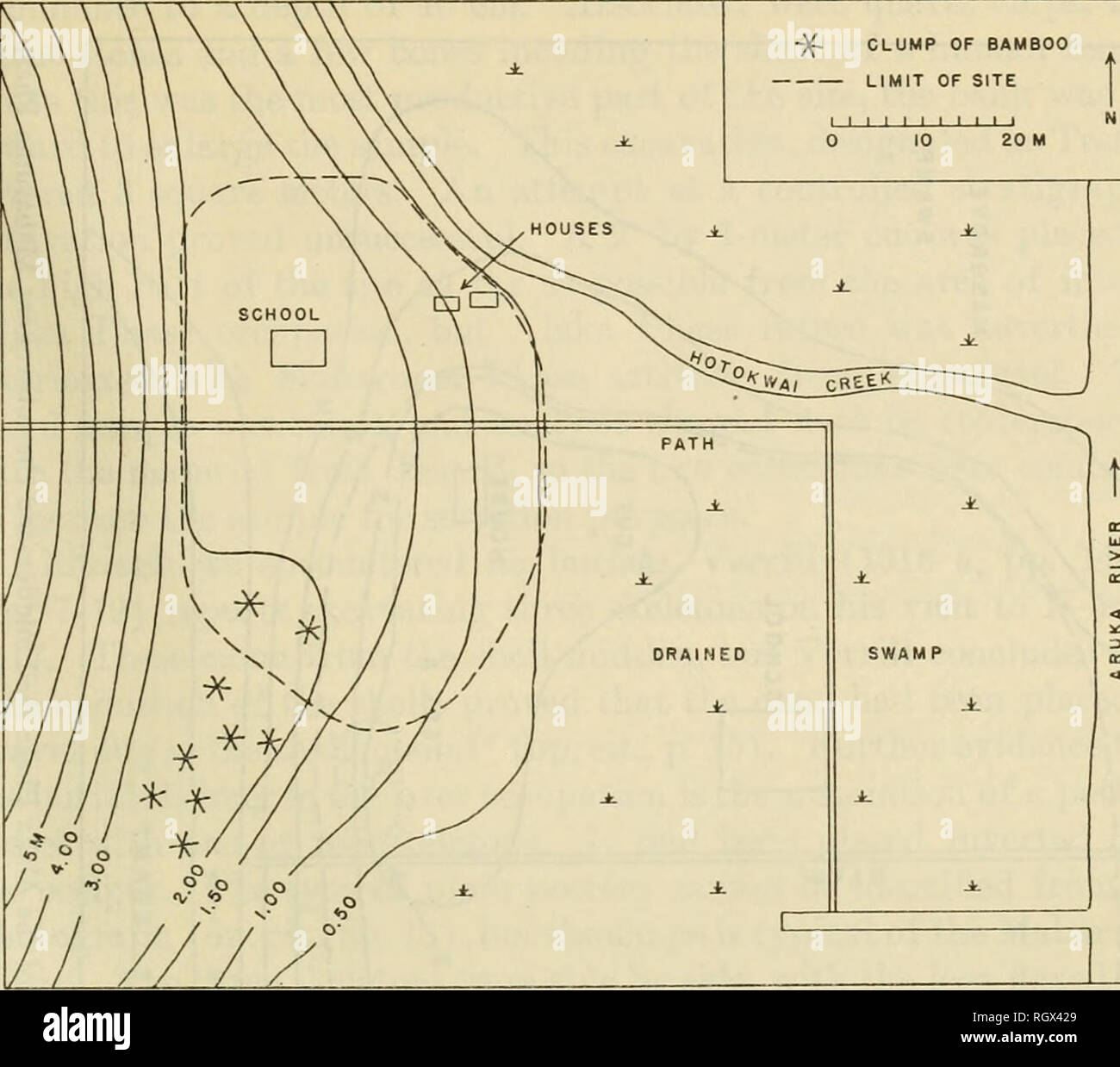 . Bulletin. Ethnology. Evans and Meggers] ARCHEOLOGY IN BRITISH GUIANA 73. Figure 23.—Sketch map of N-15: Hotokwai, a habitation site of the Mabaruma Phase. sand below the refuse layer. A 1- by 1-meter test excavation near the creek produced only 40 sherds and a few fire-burnt stones. N-16: AKAWABI CHEEK N-16 has two occupations, a shell midden belonging to the Alaka Phase and a later site belonging to the Mabaruma Phase. Tlie details of the site location are given under the Alaka Phase (pp. 33-34) and will not be repeated here (figs. 4,22). Whereas the Alaka Phase midden occupies a very small Stock Photo