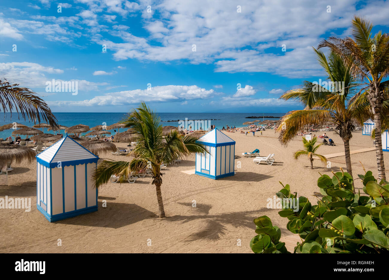 Beautiful luxury beach on El Duque area of Adeje coast in Tenerife island Stock Photo