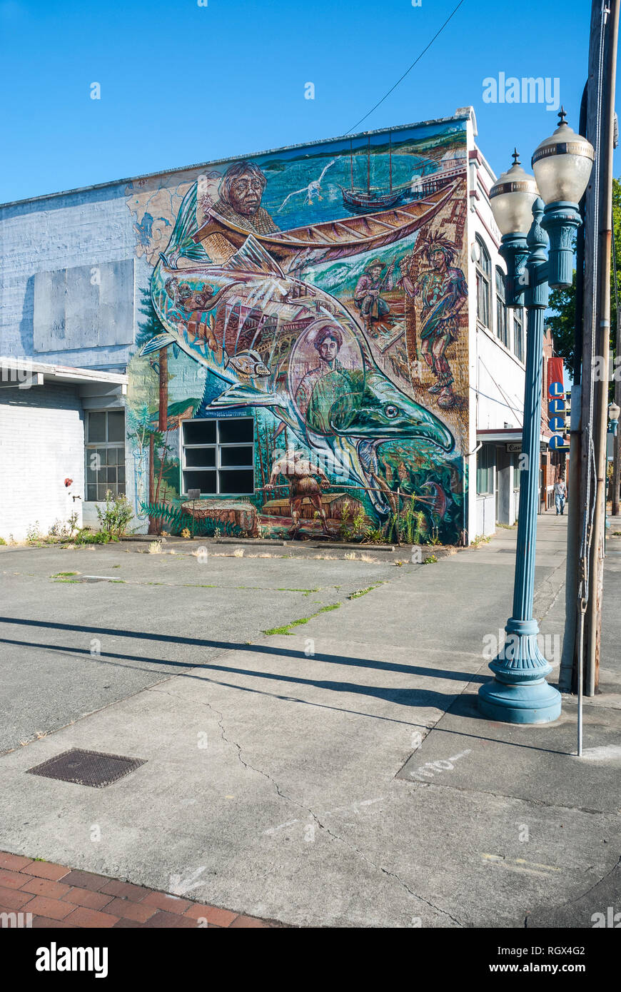 The Cascade Laundry Salmon Mural in Bellingham, Washington Stock Photo