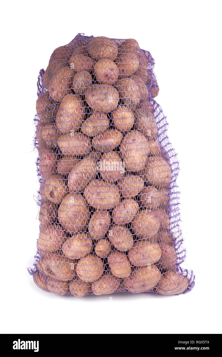 Potato in bag isolated on a white background Stock Photo