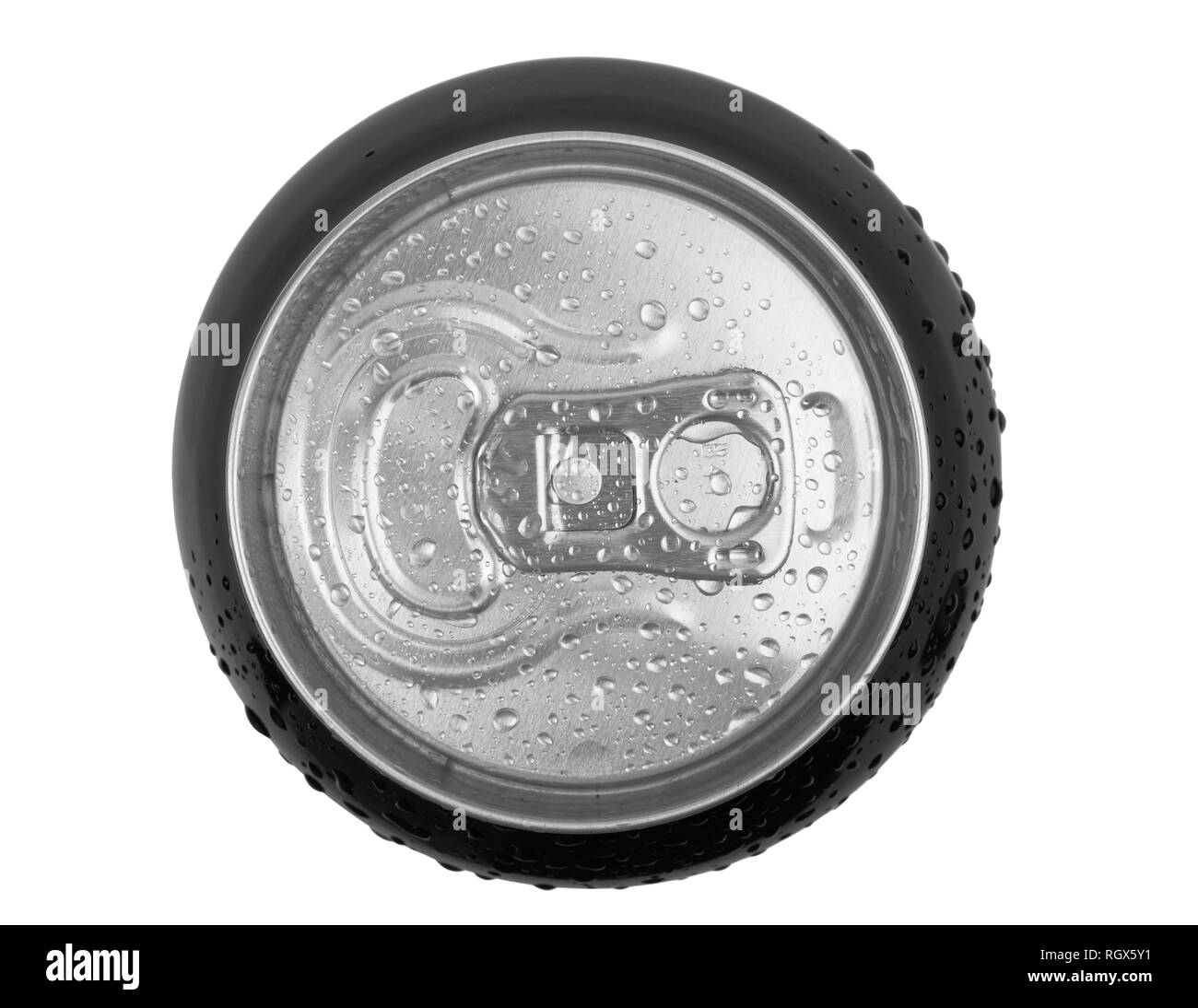 Top part of beer can close up view Stock Photo