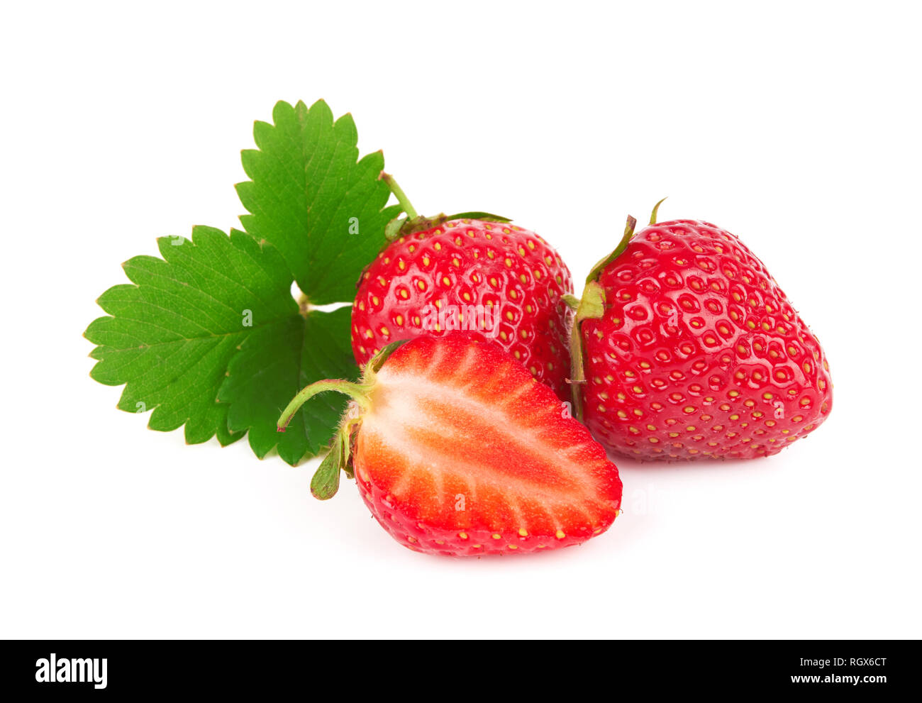 Fresh red ripe strawberries isolated on white background Stock Photo ...