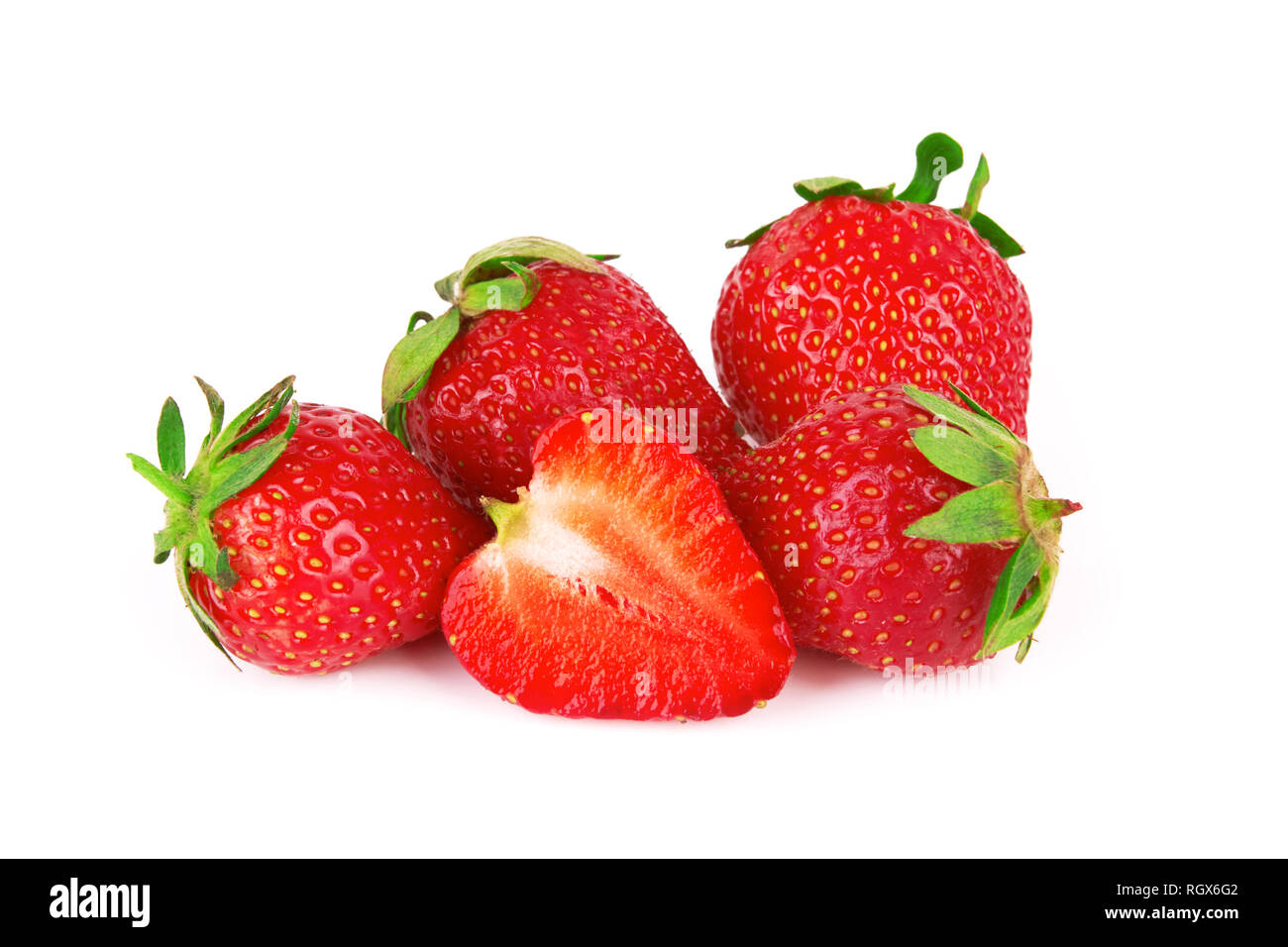 Fresh red ripe strawberries isolated on white background Stock Photo ...