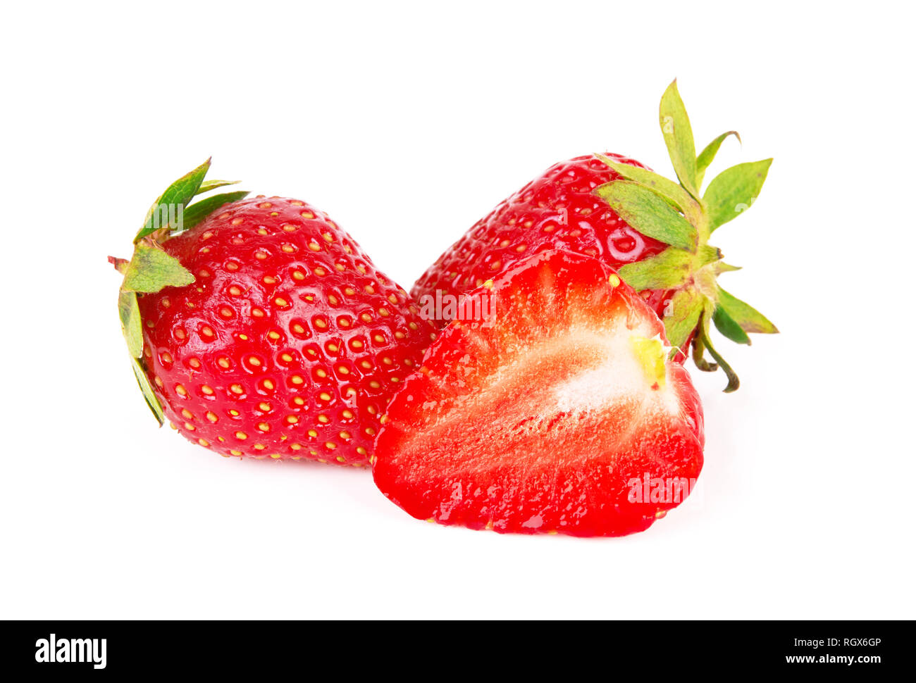 Fresh red ripe strawberries isolated on white background Stock Photo ...