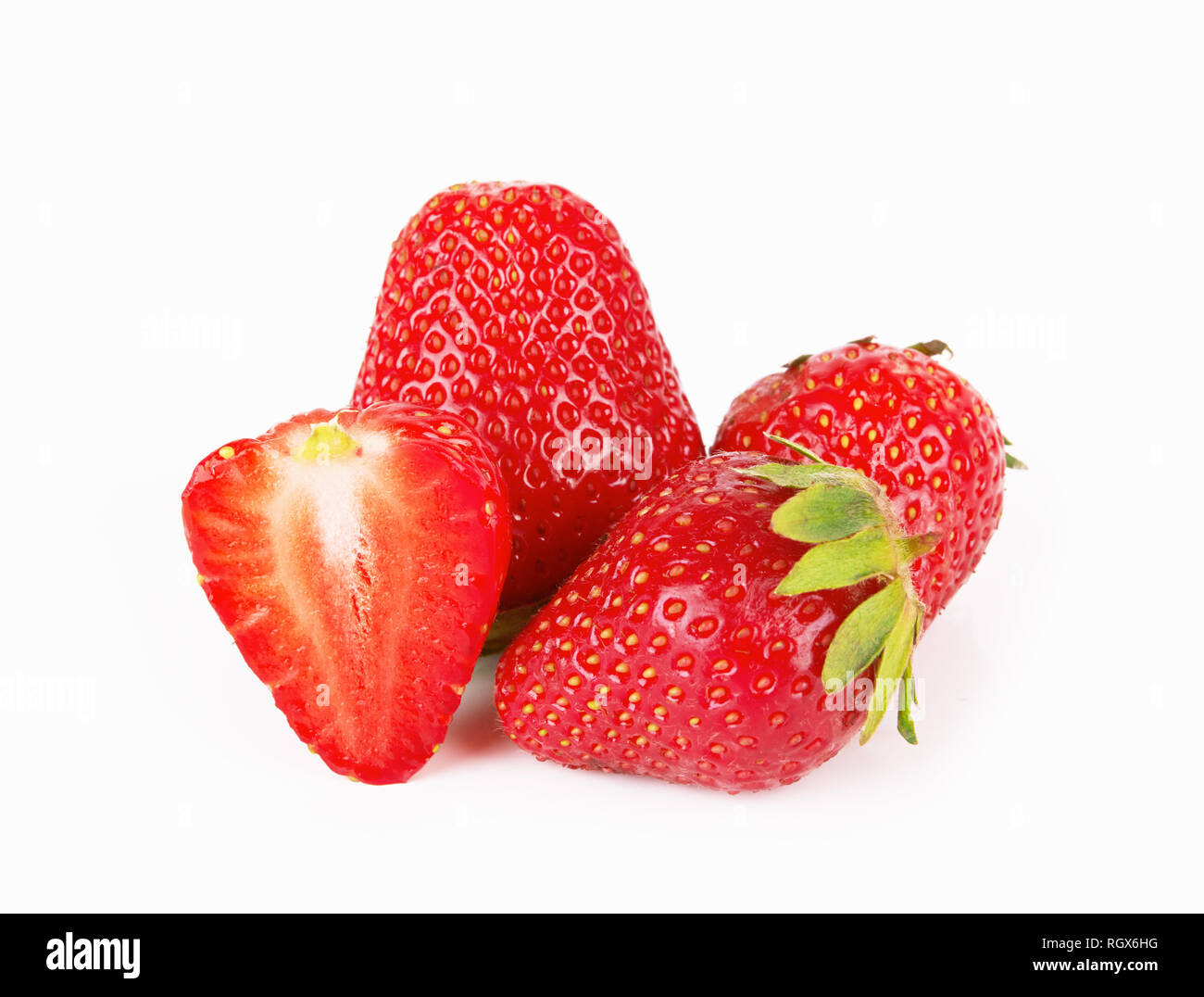 Fresh red ripe strawberries isolated on white background Stock Photo ...
