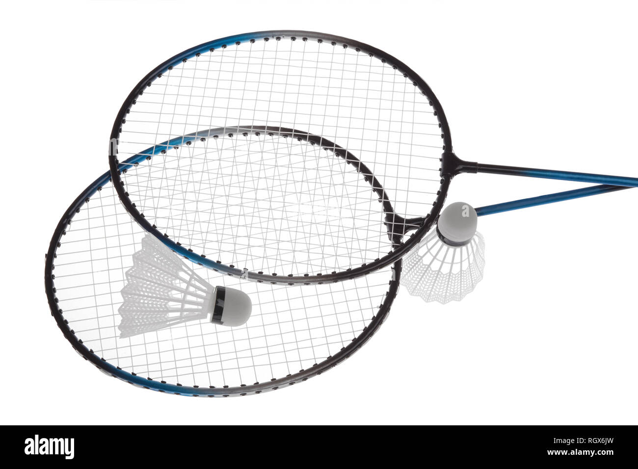 Badminton rackets and shuttlecock isolated on white background Stock ...