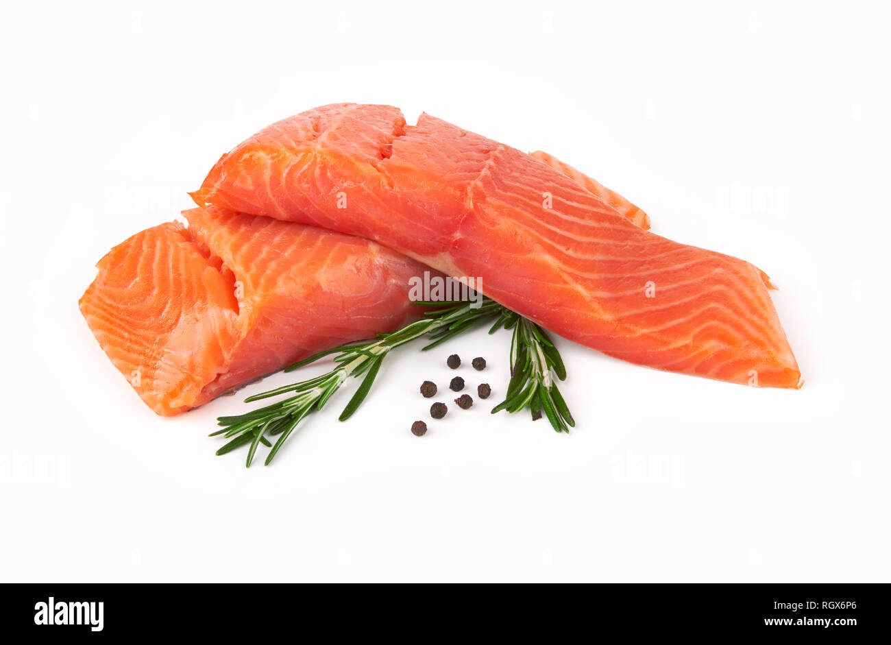 Fillet of salmon isolated on white background Stock Photo - Alamy