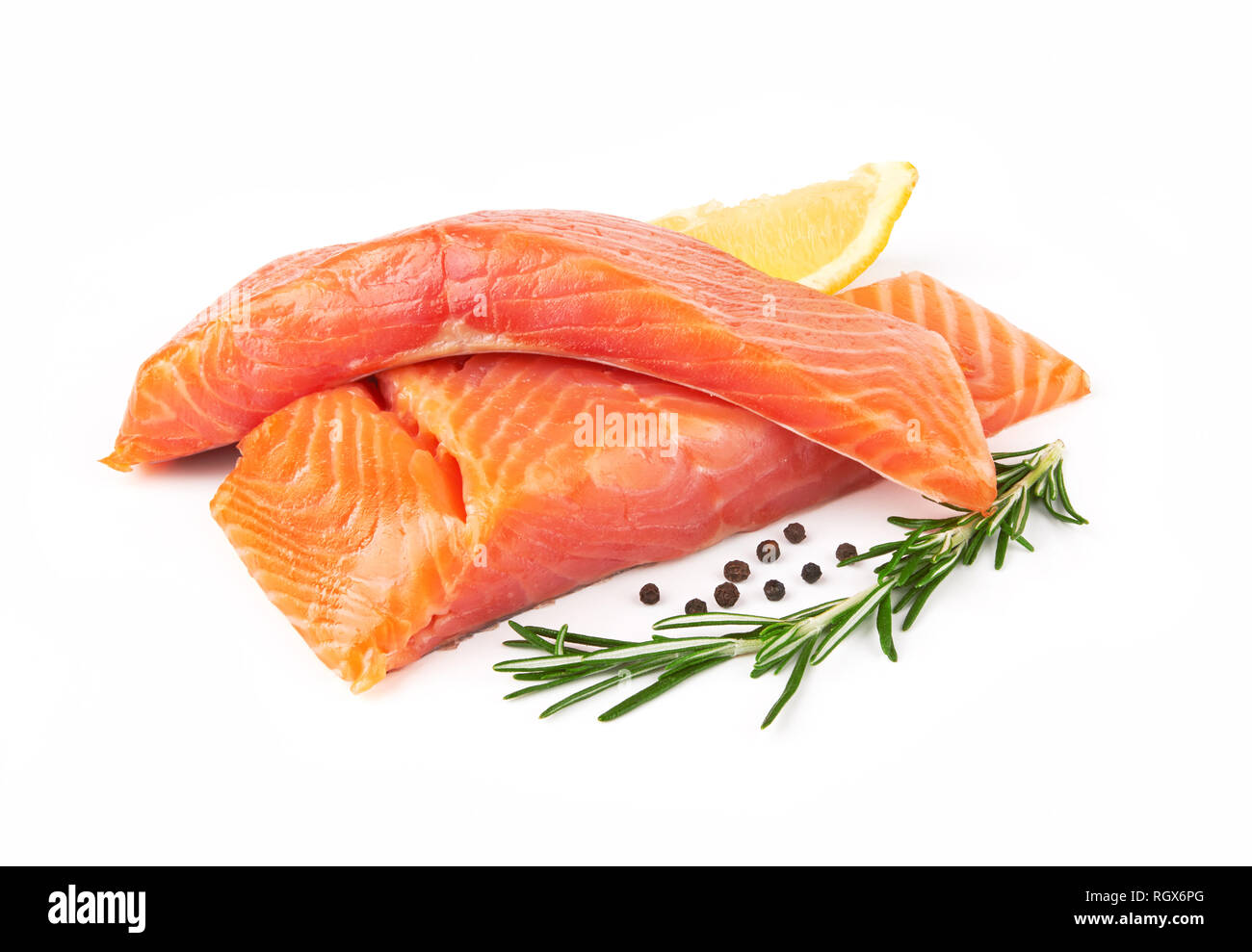 Fillet of salmon isolated on white background Stock Photo - Alamy