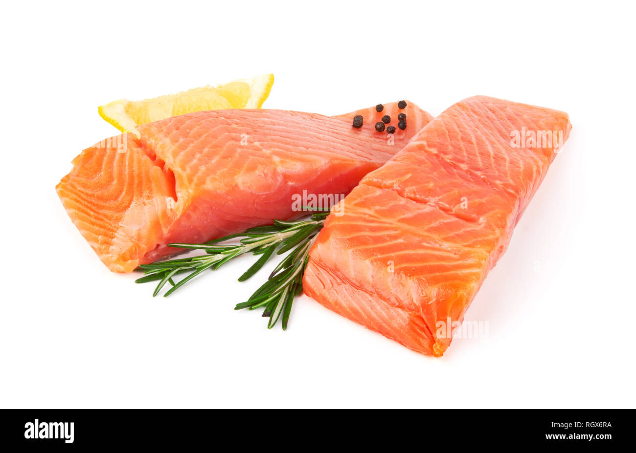 Fillet of salmon isolated on white background Stock Photo - Alamy