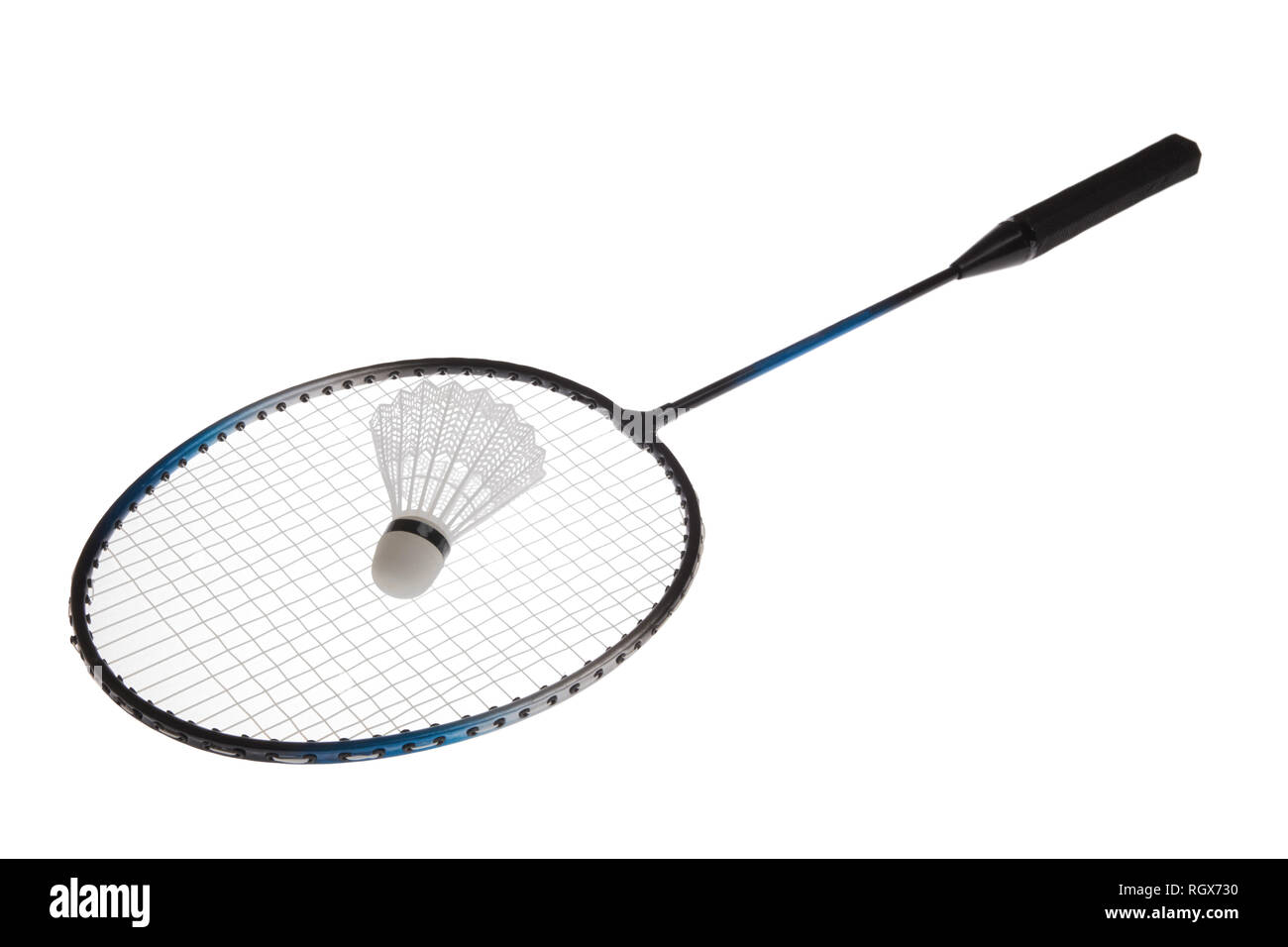 Badminton racket and shuttlecock isolated on white background Stock ...