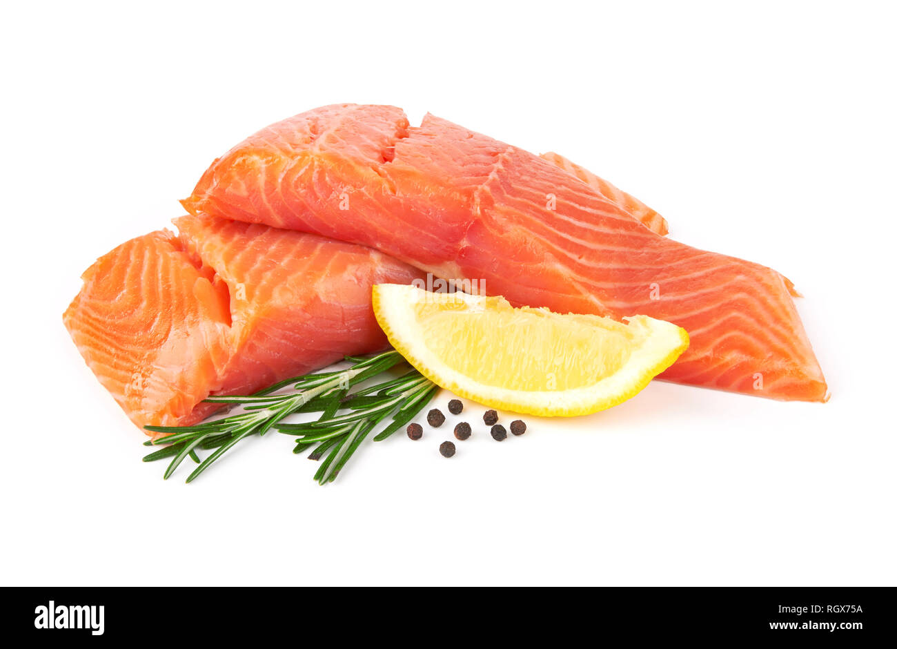 Fillet of salmon isolated on white background Stock Photo - Alamy
