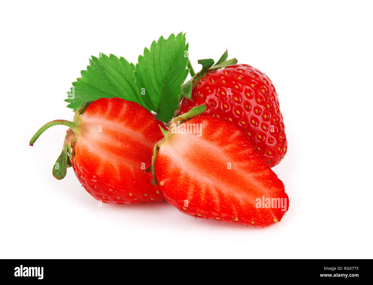 Fresh red ripe strawberries isolated on white background Stock Photo ...