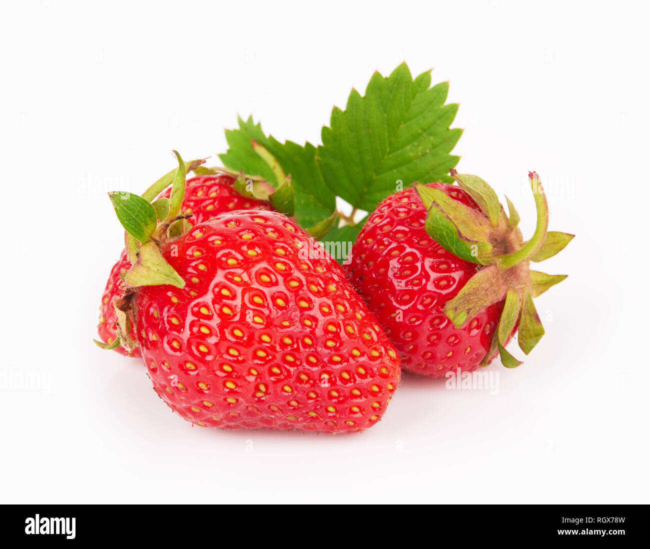 Fresh red ripe strawberries isolated on white background Stock Photo ...