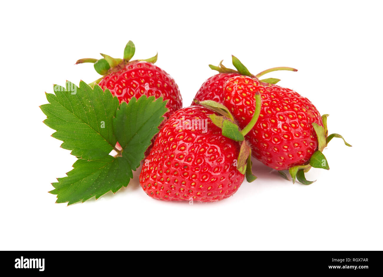 Fresh red ripe strawberries isolated on white background Stock Photo ...